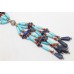 Necklace 925 Sterling Silver beads blue lapis lazuli turquoise stones P 339